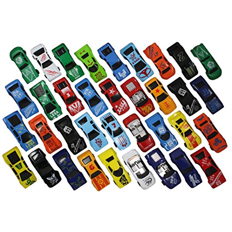 Race Car Toys Assorted for Kids, Boys or Girls - Free Wheeling Die Cast Metal Plastic Toy Cars Set of 36 Numbered Vehicles   Convertibles Great Gift, Party Favors or Cake Toppers