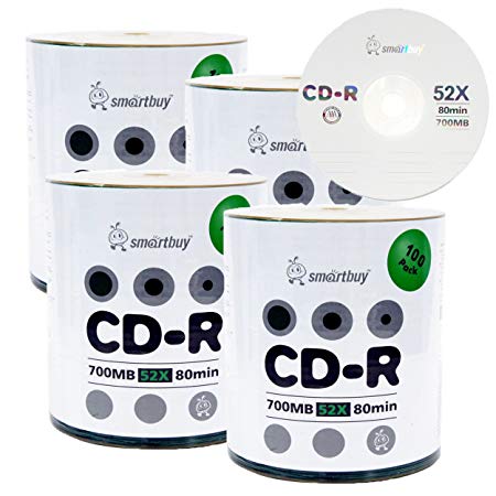 Smart Buy Logo CD-R 400 Pack 700mb 52x Blank Data Recordable Discs, 400 Disc, 400pk