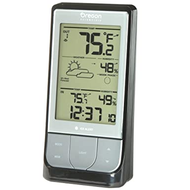 Oregon Scientific BAR218HGX Weather@Home Wireless Weather Station with Thermometer, Humidity, Ice Alert, Radio Time, Moon Phase – Bluetooth Enabled Weather Forecast