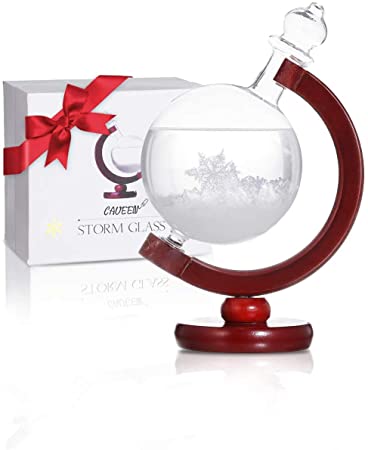 CAVEEN Storm Glass Weather Stations Creative Stylish Desktop Globe Weather Predictor Crystal Weather Forecaster Bottle,Decorative Weather Glass, Gift for Friends/Children/Christmas (wine red)