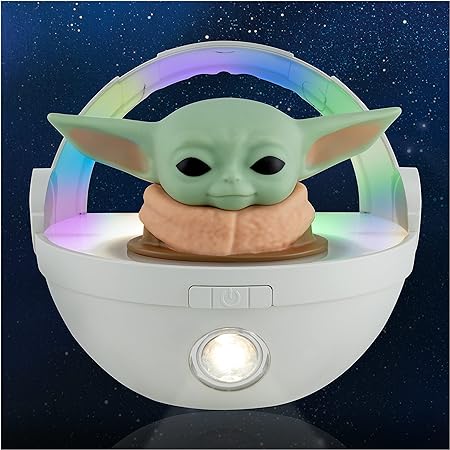 STAR WARS LED Night Light, Baby Yoda Floating Carrier, The Mandalorian, Grogu, Color Changing, Battery Operated, Night Light, Flashlight, Perfect for Bedside, Wall, Shelves, and More, 60388