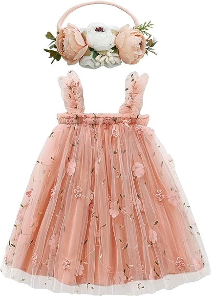 BGFKS Layered Tulle Tutu Dress for Toddler Girls,Baby Girl Rainbow Tutu Princess Skirt Set with Flower Headband.