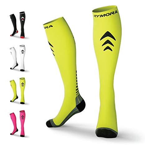 Rymora Compression Socks (Cushioned, Graduated Compression, Ergonomic fit for Men and Women, Seamless Toe Seams) (Ideal for Sports, Work, Flight, Pregnancy)