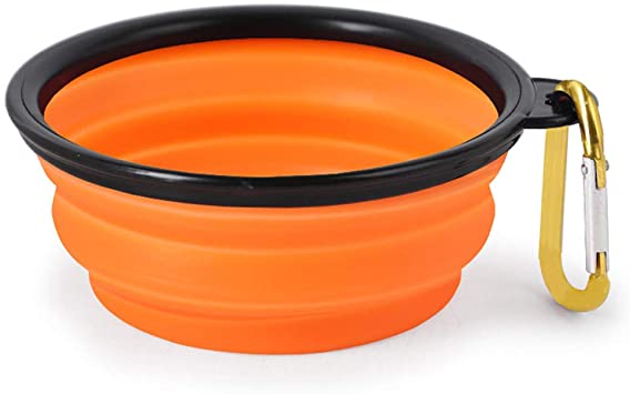 S-Lifeeling Collapsible Pet Bowl Silicone Pop-up Travel Bowl for Dog & Cat Bowls Set of 2 Carabiner Pet Set