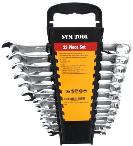 Wrench Set, 22 Piece, Combo Set SAE and Metric By SYM Tools