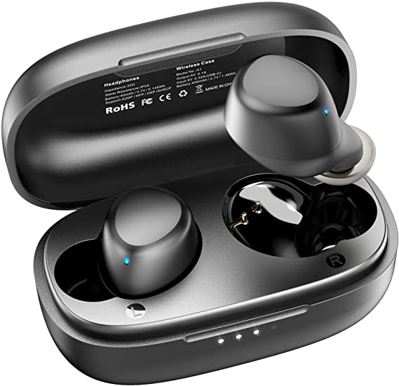 TOZO A1 Mini Wireless Earbuds Bluetooth 5.3 in Ear Light-Weight Headphones Built-in Microphone, Immersive Premium Sound Long Distance Connection Headset with Charging Case, Black