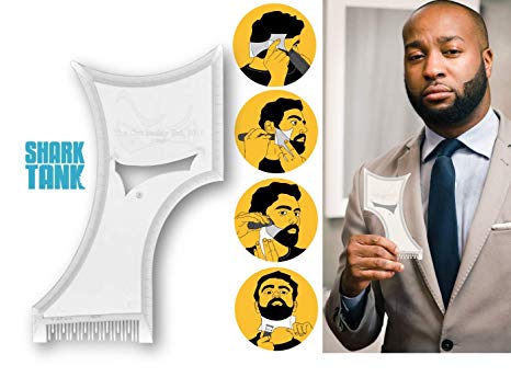 The Cut Buddy - As Seen On Shark Tank - Larger Beard Shaping Tool Comb, Hair Shaping Guide, Mens Beard Template Tool, Goatee Liner, Mustache Styling Shaper, Neck Shave Guide, Sideburn Guard Stencil