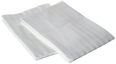 Egyptian Cotton 400 Thread Count Pillowcases Set Stripe White King - fits 20x36