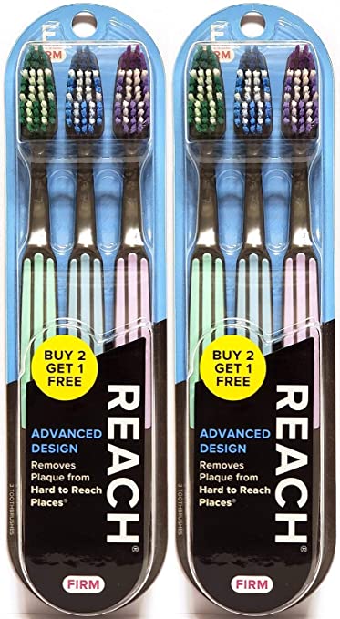 Reach Advanced Design Firm Toothbrushes, Colors May Vary, 3 Count (Pack of 2) Total 6 Toothbrushes