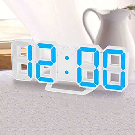 GESIMEI Alarm Clock Snooze LED USB Wall Clock Brightness Adjustable Digital Clock Blue