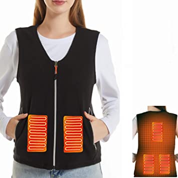 Maibtkey Heated Vest, Washable USB Charging Electric Heated Jacket for Men Women, 3 Stalls Adjustable Temperature, 5 Heating Pads, Suitable for Camping,Hiking,Hunting,Motorcycle (NO Power Bank)