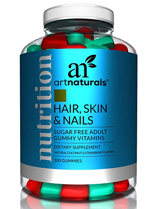 ArtNaturals Hair Skin and Nails Gummies - (100 Gummies / 5,000mcg of Biotin) - Vitamins for Hair Growth, Loss and Regrowth, Gummy DHT Blocker Supplement - Hair Thinning Pills for Men and Women