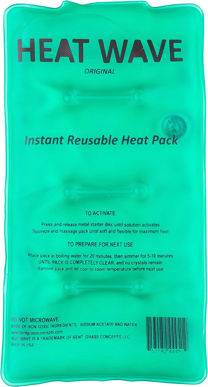 Made in USA: HEAT WAVE Instant Reusable Heat Packs – Medium (5x9”), Reusable Heat Pack for Muscle Aches, Back Pain, Pain Relief, Click Heat