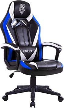 Massage Gaming Chair, Racing Style Computer Chair, Carbon Fibre Modern Home Office Chair, Swivel Gaming Desk Chair, High Back Racing Gaming Chair, E-Sports Gamer Chair Big and Tall (Blue)