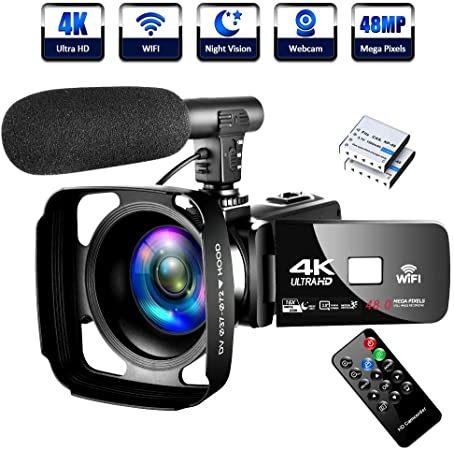 4K Camcorder Digital Camera Video Camera WiFi Vlogging Camera Camcorders with Microphone Full HD 1080P 30FPS 3" HD Touch Screen Vlog Camera for YouTube with IR Night Vision and Remote Control