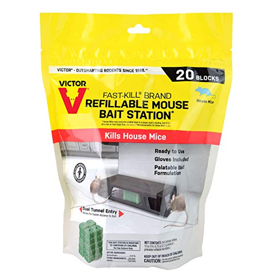 Victor M923 Fast-Kill Brand Ready-to-Use Refillable Mouse Station – 20 Blocks