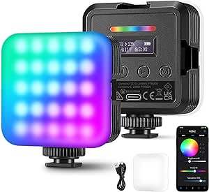 NEEWER RGB62 Lampe Vidéo Magnétique RGB avec Contrôle APP Amélioré, Lumière LED Couleur 360° avec 3 Sabots Froids,Éclairage Photographie Portable pour Appareil Photo CRI97 /17 Scènes/2000mAh Batterie