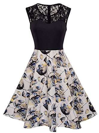 HOMEYEE Women's Vintage Chic Sleeveless Cocktail Party Dress A008