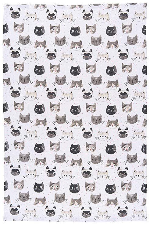 Now Designs Cotton Kitchen Towel, Cats Meow Print (2177247)