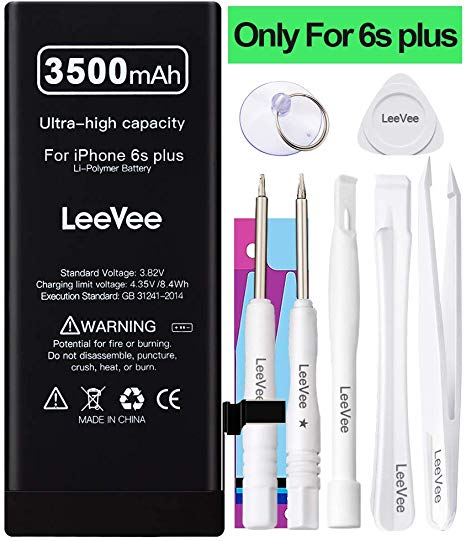 3500mAh High Capacity Replacement Battery Compatible with iPhone 6S Plus, LeeVee 0 Cycle Li-Polymer Replacement Battery with Repair Tools Kits, Adhesive Strips & Instructions