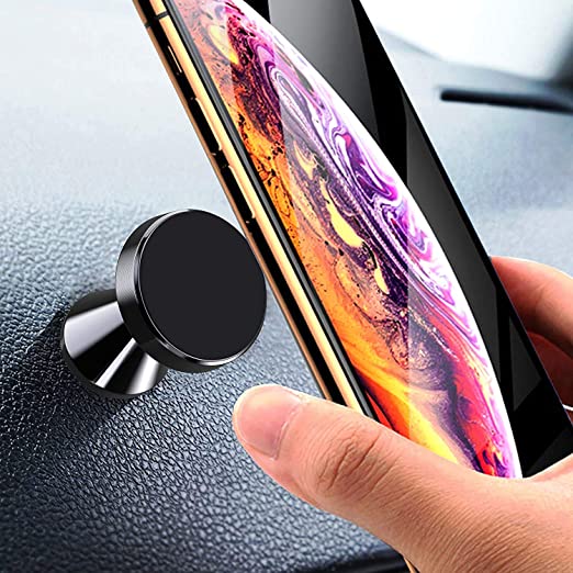 Magnetic Phone Mount, Universal 360° Rotation Car Phone Holder with Strong Adhesive for Car Dashboard Windshield, Compatible for iPhone Android Smartphones and Mini Tablets