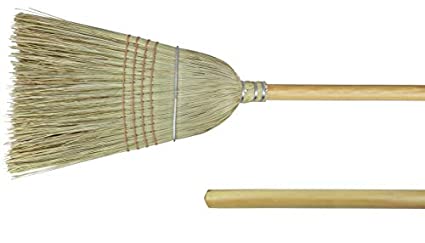 Weiler 44008 Corn Fiber Heavy-Duty Wire Banded Warehouse Broom with Wood Handle, 1-1/2" Head Width, 57" Overall Length
