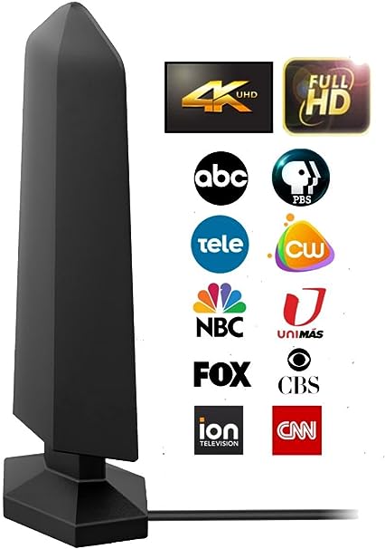 Antier Amplified Indoor Digital TV Antenna – Best Powerful Amplifier, Signal Booster & Has up to 400  Miles Range, Support 8K 4K Full HD Smart and Older Tvs with 16ft Coaxial Cable [2023 Release]