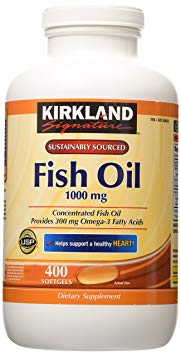 Kirkland Signature Natural Fish Oil Concentrate with Omega-3 Fatty Acids, 400 Softgels, 1000mg