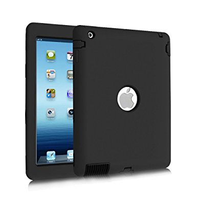 iPad 2 / 3 / 4 Case, HOcase Rugged Slim Shockproof Silicone Protective Case Cover for 9.7" iPad 2nd / 3rd / 4th Generation - Black