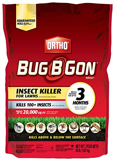 Ortho Bug B Gon Insect Killer for Lawns3-20 Lb. | Kills 100  Insects, Including Ants, Fleas & Ticks | Kills & Prevents for Up to 3 Months Against Listed Insects | Treats up to 20,000 sq. ft.