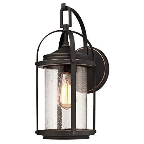 Westinghouse Lighting 6339300 Grandview One-Light Outdoor Wall Fixture, Oil Rubbed Bronze Finish with Highlights and Clear Seeded Glass