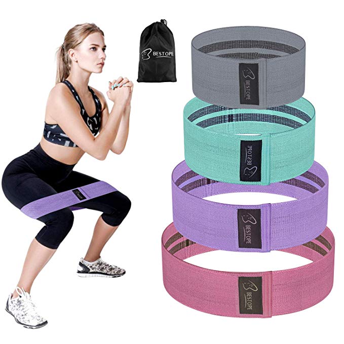 BESTOPE Booty Builder Resistance Bands Set of 4 Hip Exercise Bands Premium Glute Activation Band Fitness Bands with Elastic Non Slip Design for Leg Exercises Butt Lifting