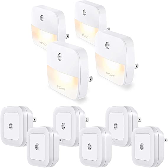 Vont 6-Pack Night Lights   4-Pack Night Lights Bundle - Smart, Safe, Energy Efficient Lighting Pack for Every Home - Automatic Dusk-to-Dawn Night Lights for Stairs, Hallway, Corners, Kitchen, Closet