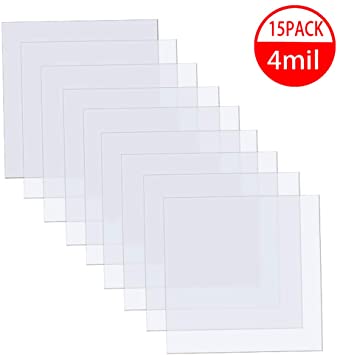 15 Pieces Blank Stencil Sheets 12 x 12 inch Clear Material Mylar Templates Square Blank Stencil Template for Cricut Vinyl Cutting Machine/Silhouette Stencil Material (4 Mil)