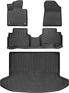 Weize Floor Mats for Kia Sportage Hybrid 2023 2024 2025, All Weather TPE Waterproof Anti-Slip Cargo Liners Accessories 1st and 2nd Row Mats Rear Trunk Mat, Custom Fit, Set of 4 Mats