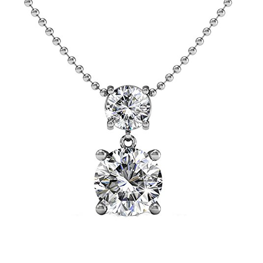 Amazon Prime Best Deals, Holiday-Deals, Sales, Gifts for Women - Cate & Chloe Jasmine 18k White Gold Swarovski Drop Pendant Necklace, Best Silver Necklaces, Special-Occasion-Jewelry - MSRP $145