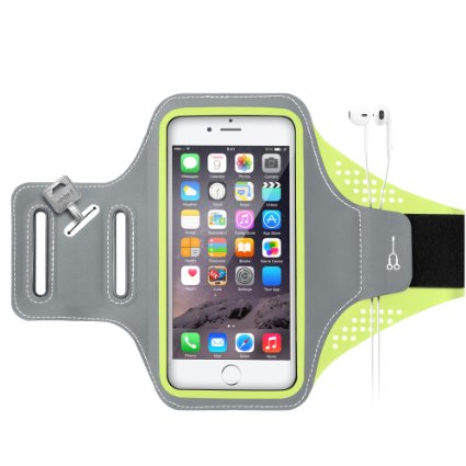 Ancel Sweatproof Ultrathin Lightweight Workout Sports Running Armband (Updated Version) with Earbuds Slots Key Holder for iPhone 6 6S Plus (5.5 Inch), S6 S7 Edge, LG G5, Nexus 5X 6P, HTC 10 - Green