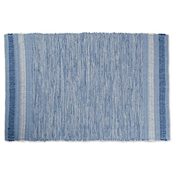 DII Contemporary Reversible Indoor Area Rag Rug, Machine Washable, Handmade from Recycled Yarn, Unique For Bedroom, Living Room, Kitchen, Nursery and more, 2 x 3' - Blue Variegated