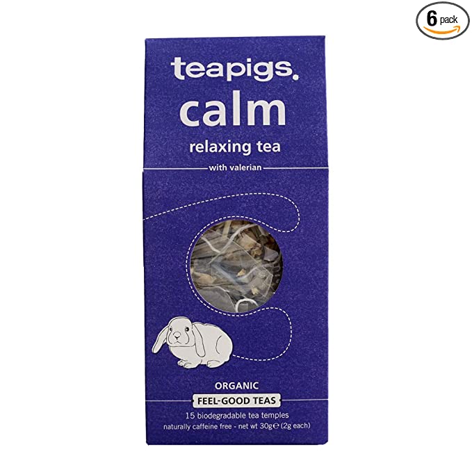 Teapigs Organic Calm Herbal Tea Made With Whole Leaves and Flowers (6 Packs of 15 Tea Bags)