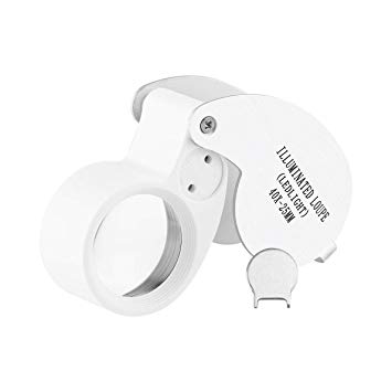 uqiangbao 40X Full Metal Illuminated Jewelry Loop Magnifier,Jewelry Jade Magnifier Portable Fold LED Magnifying Glass Gift Inspecting Cash