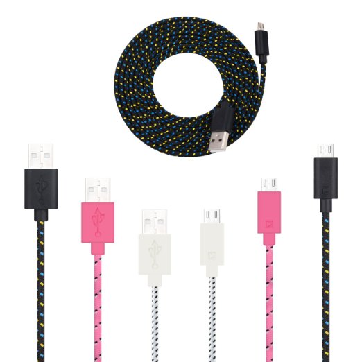 Micro USB Cable MaxMall 3-Pack Extra Long 6FT Nylon Braided Hi-Speed USB 20 A Male to Micro B Data Charger Cable for Android Samsung Galaxy HTC Sony LG and More Android Devices