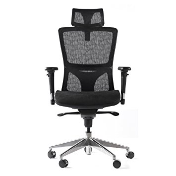 EverKing Ergonomic Office Desk Chair, High Back Mesh Computer Task Chair with Adjustable Headrest Armrest Lumbar Support, Modern Swivel Executive Chairs for Home Office Conference Room, Black