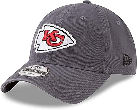 New Era NFL Core Classic 9TWENTY Graphite Adjustable Hat Cap One Size Fits All (Kansas City Chiefs)