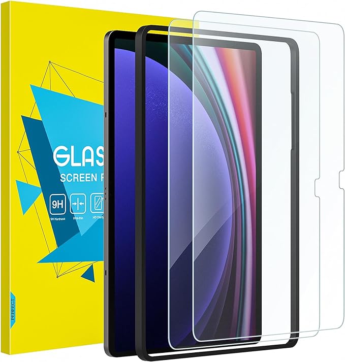 MoKo 2 Pack Screen Protector for Samsung Galaxy Tab S9 FE 5G 2023/Tab S9 2023, Tempered Glass Easy Installation with Aligning Frame, Bubble-Free, High Definition for Galaxy Tab S9 FE Screen Protector