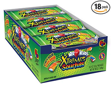 Airheads Xtremes Sourfuls Candy Bag, Rainbow Berry, 2 ounces (Bulk Pack of 18)