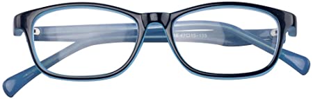 ALWAYSUV Blue Light Blocking Glasses Vintage Nerd Square Keyhole Design Eyeglasses Frame for Kids Children Teens Blue