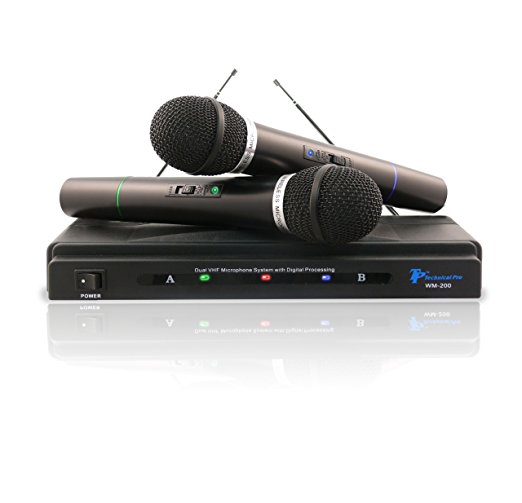 Technical Pro WM-200 Wireless Microphone System with 2 Mics (Black)
