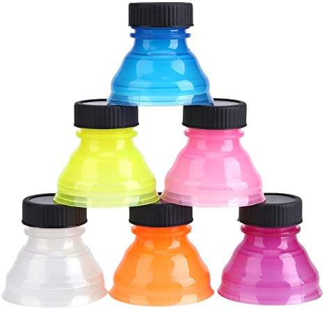 6Pcs Color Mixed Reusable Snap On Pop Can Convert Soda Savers Bottle Caps for Cool Coke Drink Lids