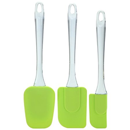 Flexible 3-Piece Silicone Spatula Set, Heat Resistant And BPA Free (Green)
