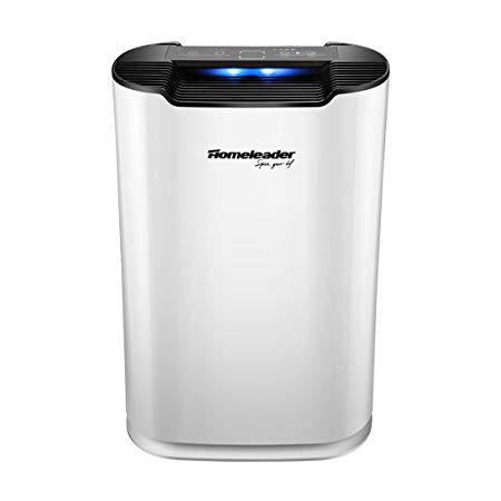 Homeleader Air Purifier with True HEPA Filter, UV-C Sanitizer, Air Cleaner for Large Room, Eliminates Dust, Smoke, Mold, Pet Dander, Household Odors, Auto Air Quality Monitor&Child Lock, 300 sq. Ft